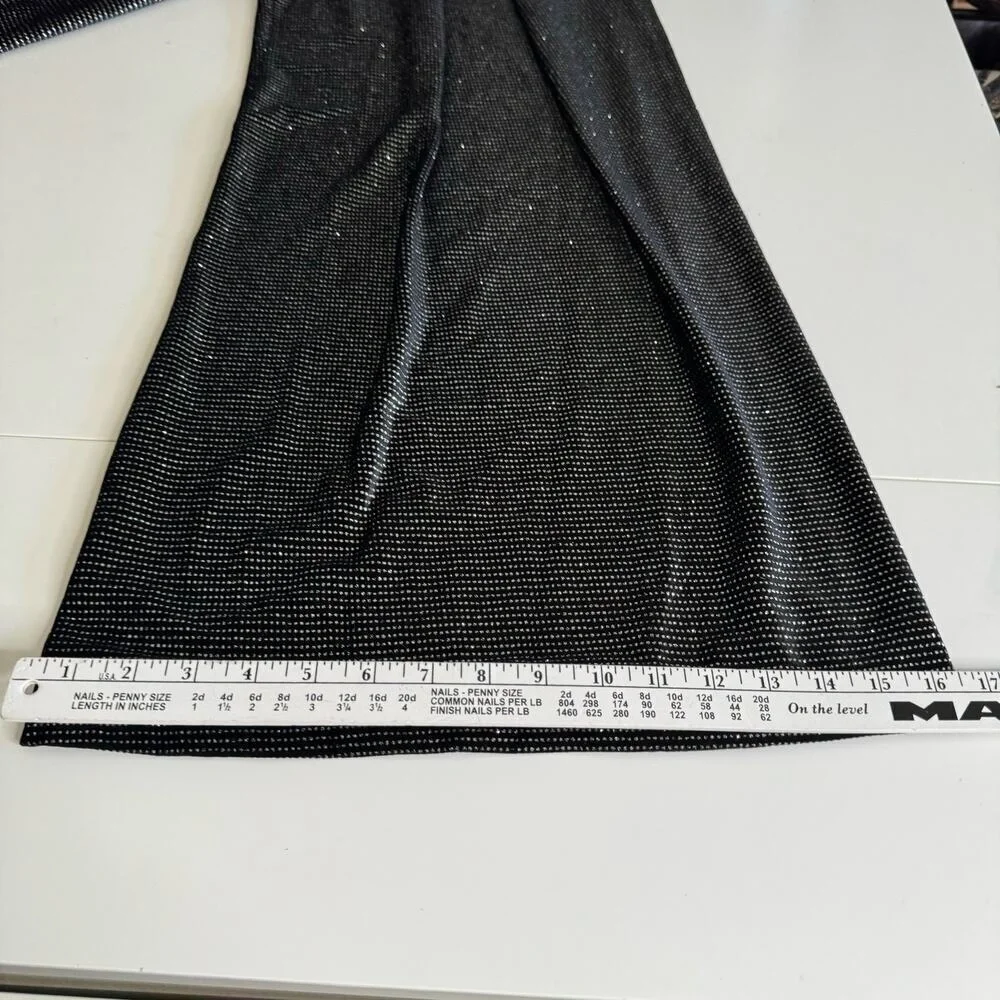 PatBo Jumpsuit Wide Leg Flowy Black Sparkly Velvet Size 2 - Picture 12 of 12